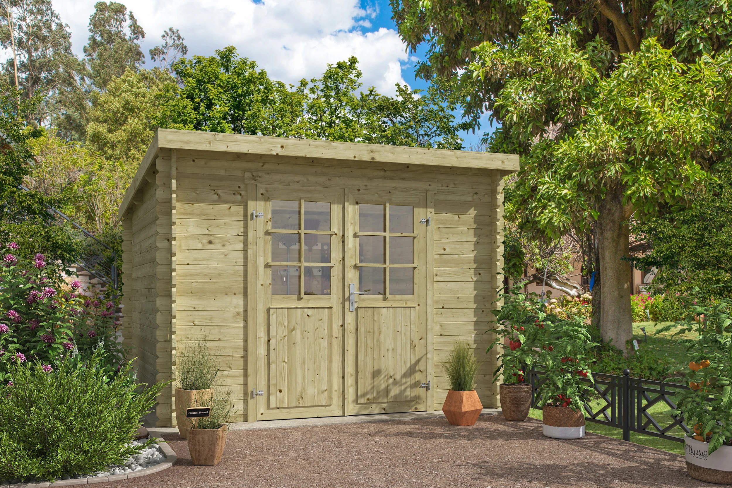 Outdoor Life Blokhut Nadia Groen Geïmpregneerd 275 x 275 cm - Afbeelding 1